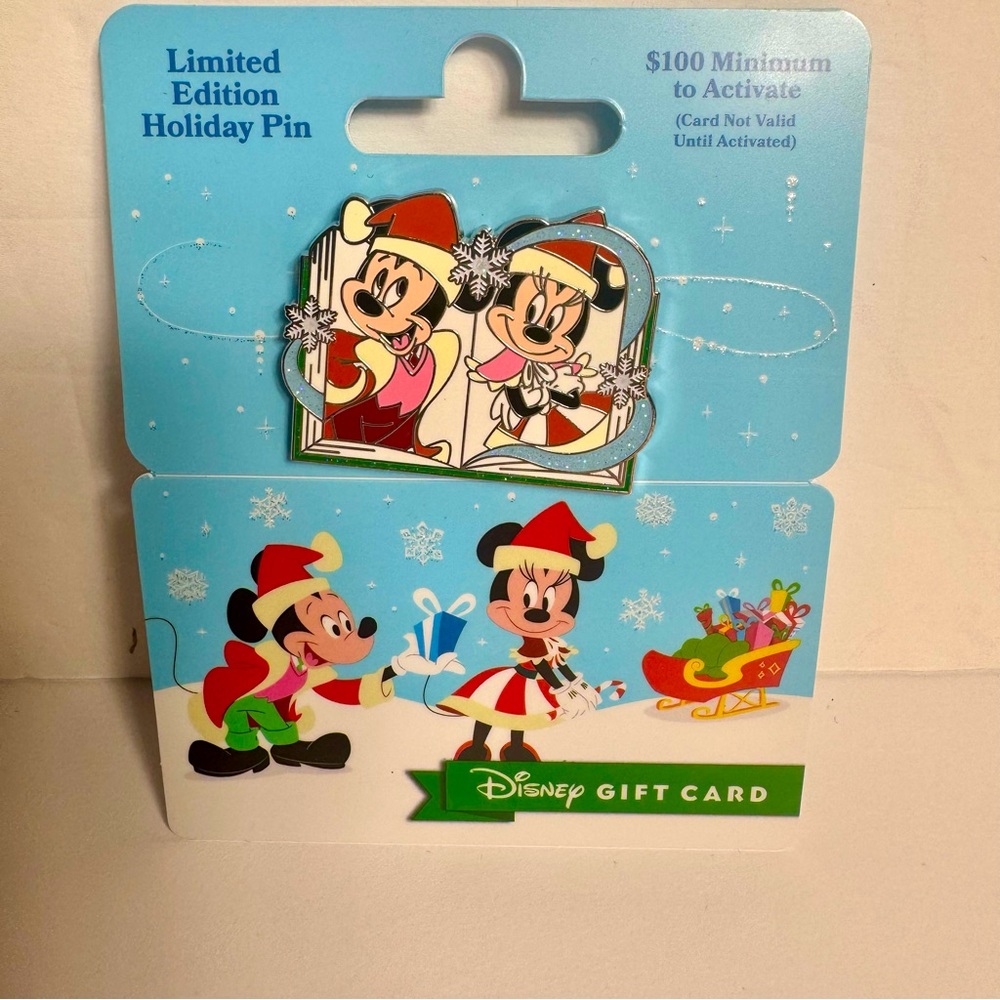 NWT. Disney Pin + Gift Card With Pin - Holiday 2023 Mickey And Minnie. LE 4000
